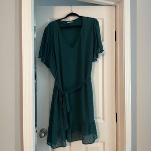 Maurice’s emerald green dress with tie waist